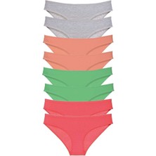 Mbb E-Ticaret 8 Adet Süper Eko Set Likralı Kadın Slip Külot Gri Pudra Yeşil Fuşya