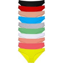 Mbb E-Ticaret 10 Adet Süper Eko Set Likralı Kadın Slip Külot Çok Renkli