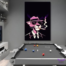 Abart Art Tekli Dikey Kanvas Modern Duvar Tablosu Pembe Panter