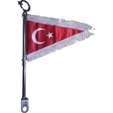 Flama Bayrak Hilalli Beyaz Püsküllü (45CM)