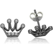 Caseras Gümüş Kraliçe Tacı Çivili Küpe CSR2181883