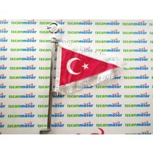 Motosiklet Nikel Bayrak Direği Ayyıldız Flama Beyaz Püsküllü