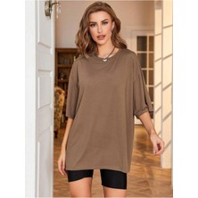Woodroffe Düz Basic Kadın / Kız Oversize Salas T-Shirt Boyfriend