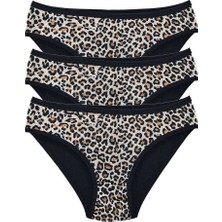 Mbb E-Ticaret 3 Adet Leopar Desenli Likralı Yumuşak Dokulu Kadın Slip Külot