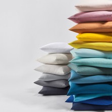 Maki Home %100 Pamuklu Volanlı Süs Dikişli Haki Yeşil 2 Adet 50X70 Yastık Kılıfı