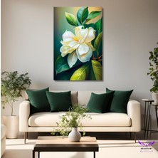 Abart Art Tekli Dikey Kanvas Şık Salon ve Ofis Tablosu Yeşil Yapraklar Içinde Tek Manolya