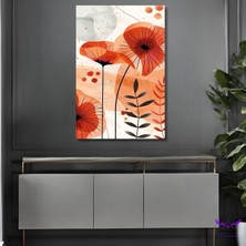 Abart Art Tekli Dikey Kanvas Şık Salon ve Ofis Tablosu Sulu Boya Görünümlü Soyut Çiçekler ve Yapraklar