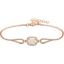 Caseras Gümüş Rose Dikdörtgen Baget Bileklik CSR2183294