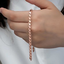 Caseras Gümüş Rose Pullu Zincir Kadın Bileklik CSR2185321