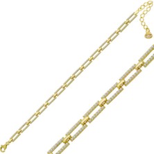 Caseras Gümüş Gold Kare Taşlı Kadın Bileklik CSR2184496