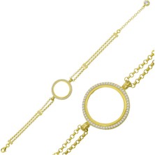 Caseras Gümüş Çeyrek Takılabilen Altın Kaplama Kadın Bileklik CSR2184167