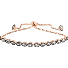Caseras Gümüş Rose Oval Kesim Elmas Montür Asansör Bileklik CSR2183290