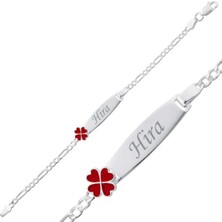 Caseras ​Gümüş Kırmızı Yonca Plaka Çocuk Bileklik CSR2182592