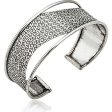 Gümüş Eskitme Desenli Kadın Bilezik CSR2183856