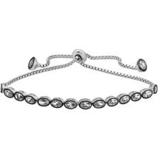 Caseras Gümüş Oval Kesim Elmas Montür Asansör Bileklik CSR2185096