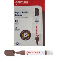 Penmark Beyaz Yazı Tahtası Kalemi Kahverenk (12 Adet)