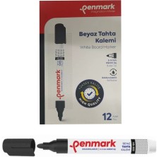 Penmark Beyaz Yazı Tahtası Kalemi Siyah Renk (12 Adet)