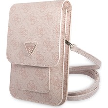 Guess Orjinal Lisanslı Omuz Çantası 5 Hazneli Askılı Mıknatıs Kapaklı 4g Desenli Pembe