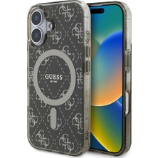 iPhone 16 Kılıf Guess Lisanslı Magsafe Uyumlu Iml Baskılı Klasik Logolu 4g Desenli Kapak Kahverengi