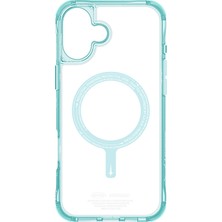 iPhone 16 Kılıf Magsafe Şarj Özellikli Şeffaf Airbag Tasarımlı Skinarma Saido Kapak Turkuaz