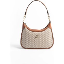 Silver & Polo Silver Polo Bej - Taba Hasır Kadın Omuz Çantası SP1180
