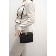Silver & Polo Silver Polo Siyah - Siyah Monogram Kadın Çapraz Çanta SP888