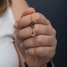 Gümüş Rose Kalpli Sonsuzluk Kadın Bileklik CSR2185366