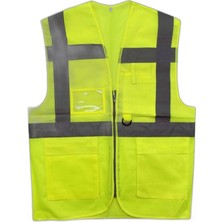 Kant Reflektörlü Cepli Mühendis Ikaz Yeleği Fosfor Sarı