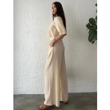 Crep Tekstil Bayan Bej Takım 91308