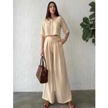 Crep Tekstil Bayan Bej Takım 91308