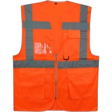 Kant Reflektörlü Cepli Mühendis Ikaz Yeleği Turuncu