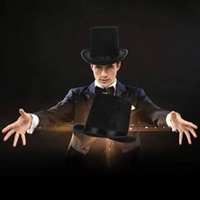 ENG Nessiworld Yetişkinler Için Siyah Renk Ringmaster Sihirbaz Şapkası Silindir Şapka