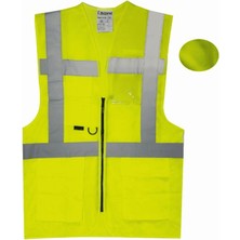 Uniwest UW-220 Reflektörlü Cepli Mühendis Ikaz Yeleği Fosfor Sarı