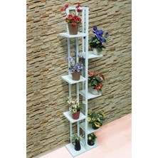Adım Shops Metal Çerçeveli 7 Bölmeli Beyaz Dikey Çiçeklik Modern Tasarım İç ve Dış Mekan Kullanıma Uygun