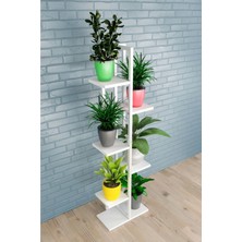 6 Raflı,dikey Saksılık,çiçeklik,metal Gövdeli Ahşap Raflı