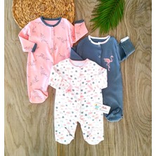 Bebe Kervanı Kız Bebek Flamingo Temalı %100 Pamuklu Kız Bebek 3lü Tulum Seti BBK5897