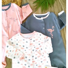 Bebe Kervanı Kız Bebek Flamingo Temalı %100 Pamuklu Kız Bebek 3lü Tulum Seti BBK5897