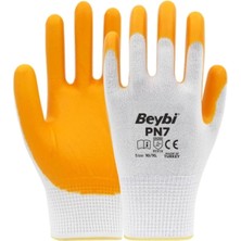Beybi Pn7 Polyester Örme Nitril Kaplı Sarı İş Eldiveni 1 Koli (288 Adet)