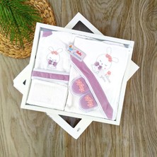 Bebe Kervanı Kız Bebek Pembe Tavşan Kulaklı  Pamuklu Bornoz Takımı BBK1089