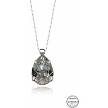 Kutaydan Swr Crystal 10 x 14 mm Tırnaklı Damla Kadın Gümüş Kolye