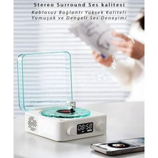Waves Nostalji Plak Görünümlü Bluetooth Hoparlör 3D Ses Dalgası Retro Müzik Plak Gece Lambası
