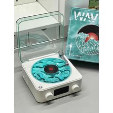 Waves Nostalji Plak Görünümlü Bluetooth Hoparlör 3D Ses Dalgası Retro Müzik Plak Gece Lambası