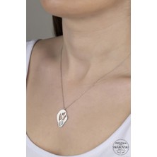 Kutaydan Swr Zirconia Ayak Izli Anne ve Bebek Kadın Gümüş Kolye