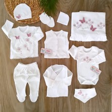 Bebe Kervanı Kız Bebek %100 Pamuklu Kelebekli Fistolu 10'lu Hastane Çıkışı Zıbın Takımı BBK1209