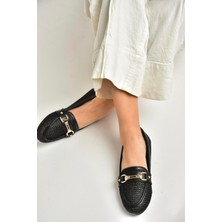 Fox Shoes U250029017 Siyah Hasır Kadın Babet