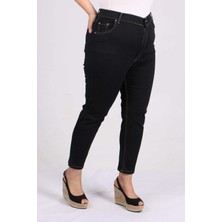 9125 Büyük Beden Boyfriend Kot Pantolon - Siyah