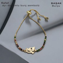 Archin 14 Ayar Altın Plakalı Kuş Motifli ve Renkli Taşlı Burç Sembollere Özel Bileklik