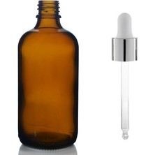 Zylan Ambalaj 100 ml Kahverengi Cam Da mlalıklı, 24 Adet, Gümüş Kapak Beyaz Emzik