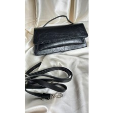 Moda Siyah Kroko Deri Şık Omuz ve El Çantası – Ayarlanabilir Askılı, Günlük & Özel Gün Kullanımı