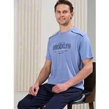 Erkek Sıfır Yaka Kısa Kollu Pijama Takımı